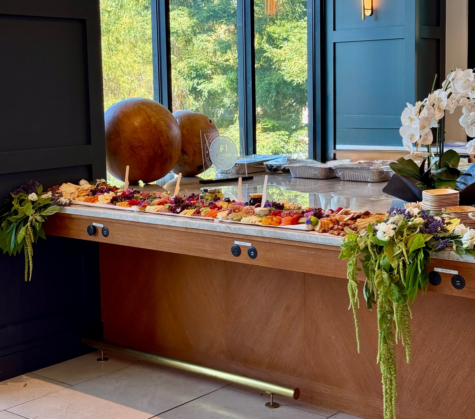 Large grazing table for corporate event